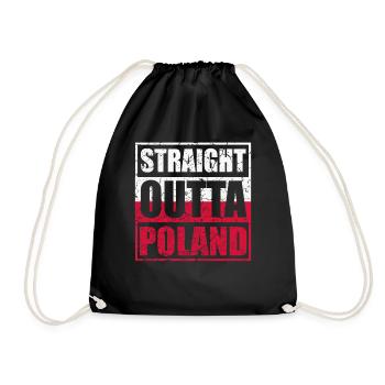 Straight Outta Poland Poland Polska - Drawstring Bag - black - Front