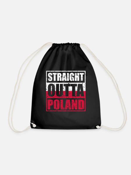 Straight Outta Poland Poland Polska - Drawstring Bag - black
