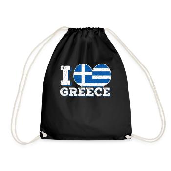 Greece Greek Greek Flag Love - Drawstring Bag - black - Front
