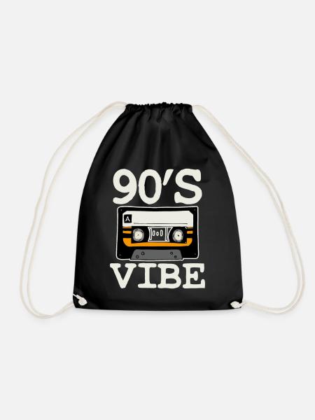 90s music - Drawstring Bag - black