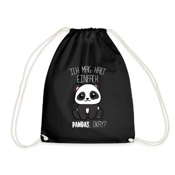 Panda Ich mag halt Pandas Lustig - Turnbeutel - Schwarz - Vorne