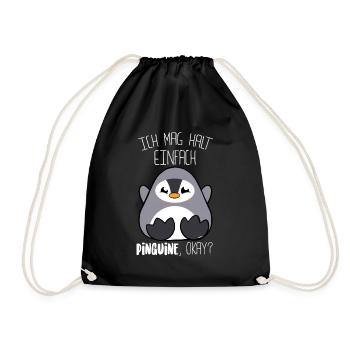 Pinguin Ich mag halt Pinguine Lustig - Turnbeutel - Schwarz - Vorne