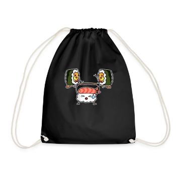 Sushi Kawaii Funny Gym Food Lover - Drawstring Bag - black - Front