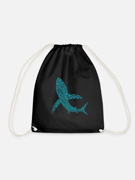 shark - Drawstring Bag - black