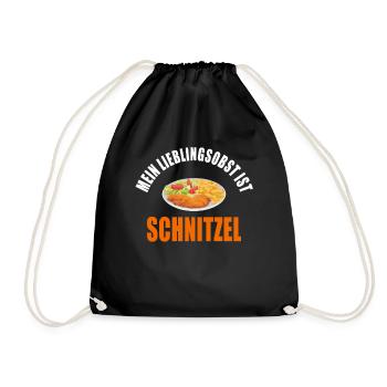 Lustiger Spruch Mein Lieblingsobst ist Schnitzel - Turnbeutel - Schwarz - Vorne