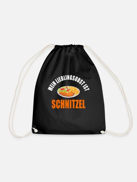 Lustiger Spruch Mein Lieblingsobst ist Schnitzel - Turnbeutel - Schwarz
