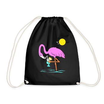 Flamingo Graphic Flamingo lovers cocktail drinkers - Drawstring Bag - black - Front