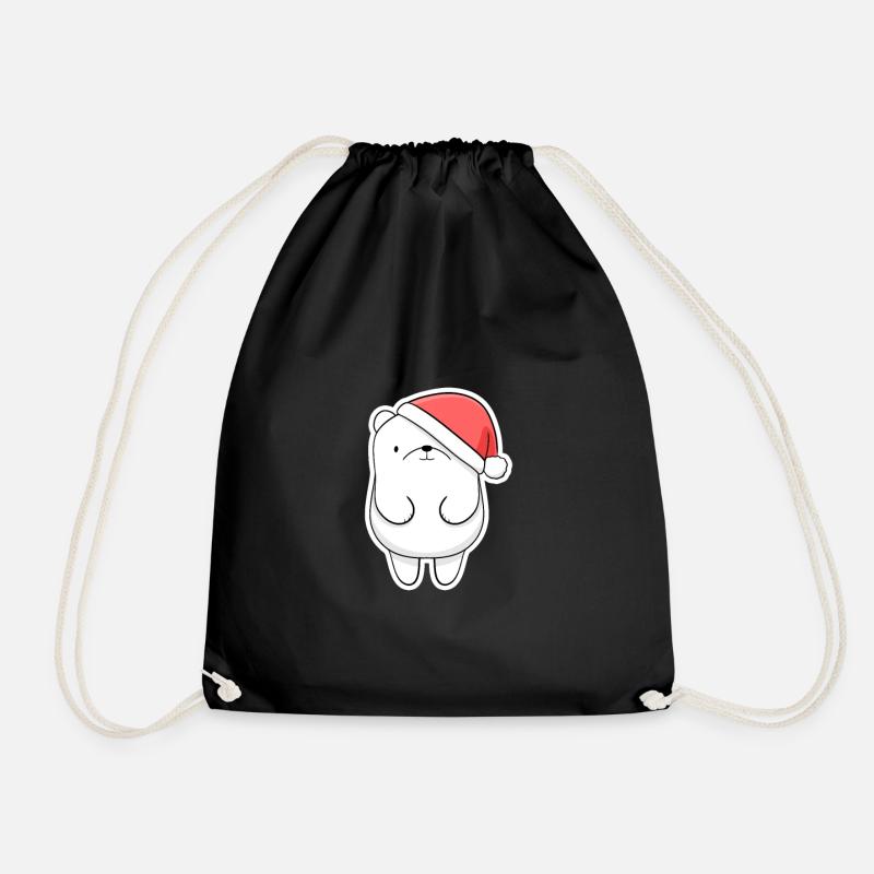 Weihnachtsbär mit Santa-Hut - Turnbeutel - Schwarz