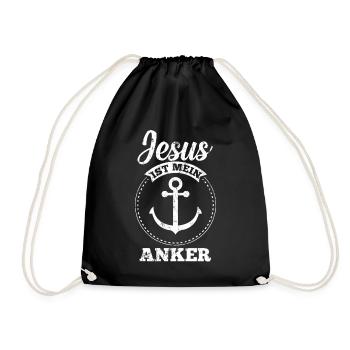 Jesus Spruch Anker Gläubig Bibel Geschenk - Turnbeutel - Schwarz - Vorne