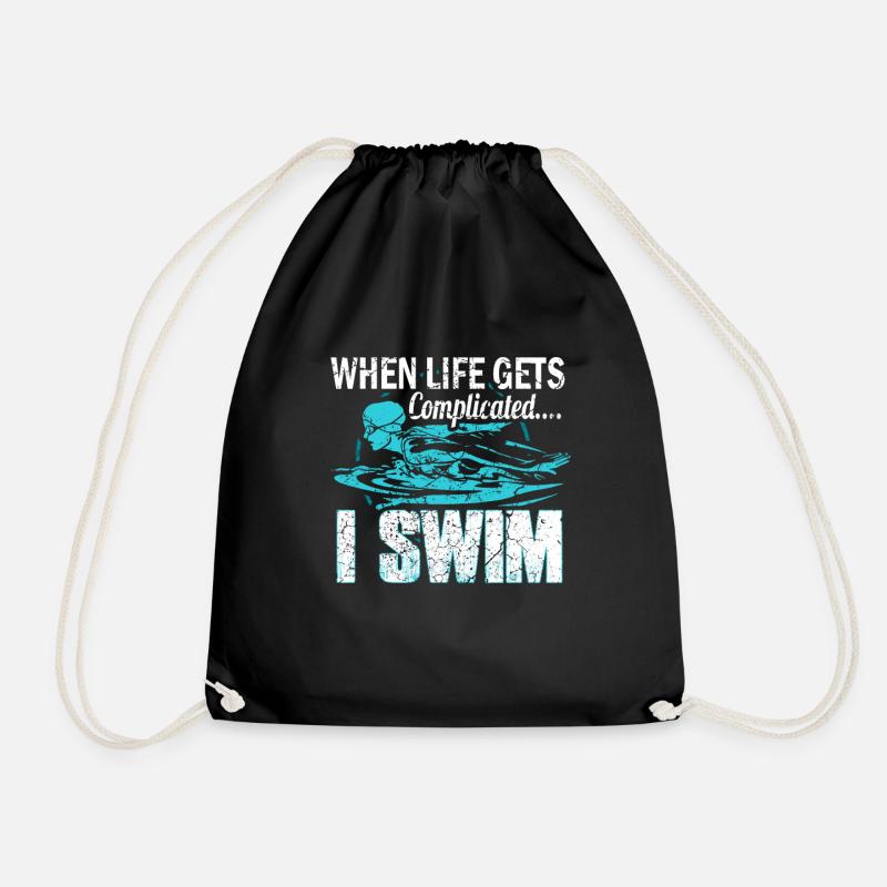 Swimming Swimmer Swimmer - Drawstring Bag - black
