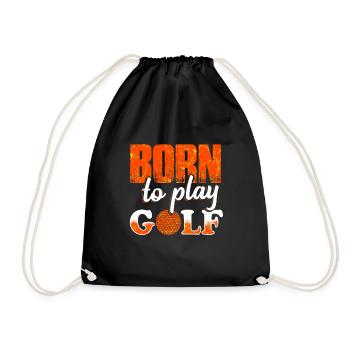 Golf Golfer Golfspieler - Turnbeutel - Schwarz - Vorne
