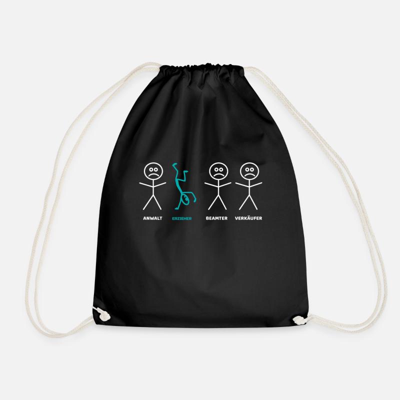 Erzieher Strichmännchen lustiges Geschenk - Turnbeutel - Schwarz