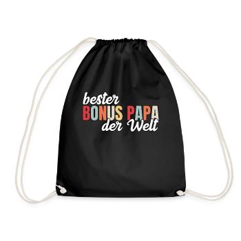 Bester Bonus Papa lustiges Geschenk - Turnbeutel - Schwarz - Vorne