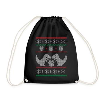 Noël moche dinosaures de Noël dinosaures - Sac de sport léger - noir - Devant