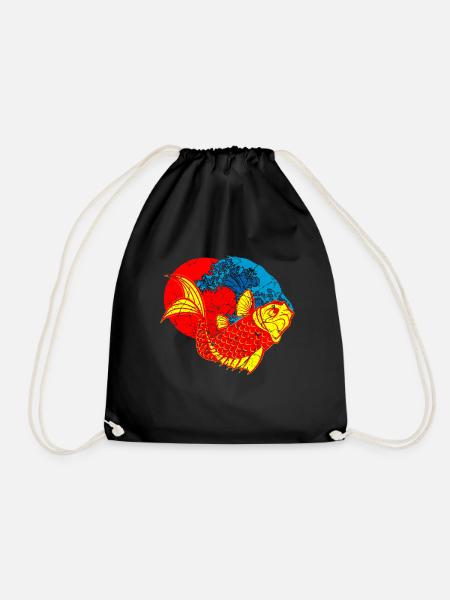 Koi Fish Japan Japanese Art - Drawstring Bag - black