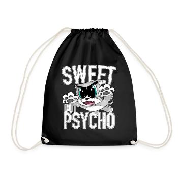 Sweet but psycho cute cat - Drawstring Bag - black - Front