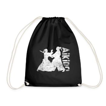 Aikido Kämpferin Geschenk - Turnbeutel - Schwarz - Vorne