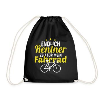 Radfahren im Ruhestand Fahrrad Sprüche Rentner - Turnbeutel - Schwarz - Vorne