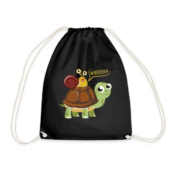 Tortue escargot drôle mignon graphique - Sac de sport léger - noir - Devant