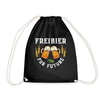 Freibier for Future Bier Deko Wiesn - Turnbeutel - Schwarz - Vorne