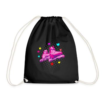 roller skates - Drawstring Bag - black - Front