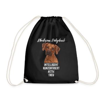 Rhodesian Ridgeback Hund Tier Geschenk - Turnbeutel - Schwarz - Vorne