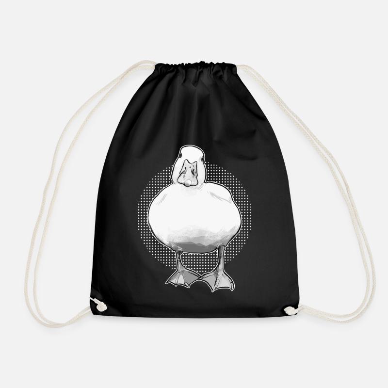 Duck funny animal - Drawstring Bag - black