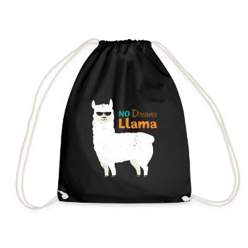 Llama alpaca animal gift - Drawstring Bag - black - Front