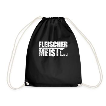 Fleischer Meister Schwein Geschenk - Turnbeutel - Schwarz - Vorne