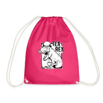 TEA REX T-Rex Hipster Swag T-Shirt Gift Beard - Drawstring Bag - fuchsia - Front
