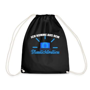 Feuerwehr Polizei lustiges Geschenk - Turnbeutel - Schwarz - Vorne