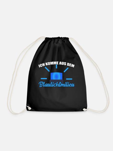 Feuerwehr Polizei lustiges Geschenk - Turnbeutel - Schwarz