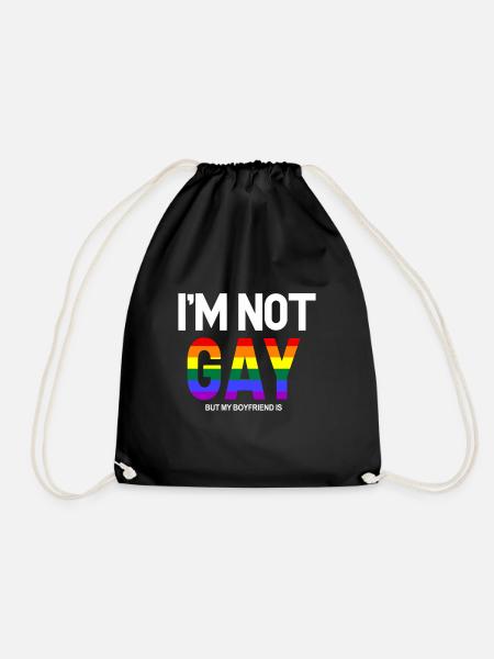 I am not gay - But my Boyfriend is LGBT saying - Drawstring Bag - black