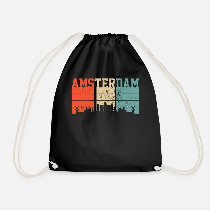 Amsterdam souvenir - Drawstring Bag - black