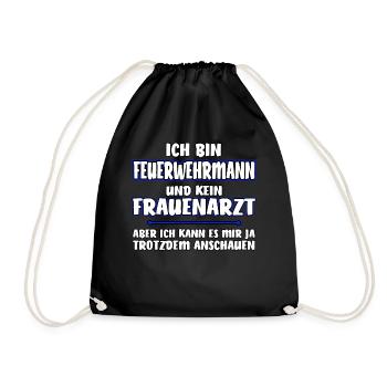Feuerwehrmann lustiges Geschenk - Turnbeutel - Schwarz - Vorne