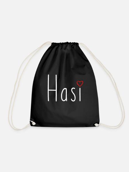 Hasi Herz Kaninchen Hasen Design Häschen Spruch - Turnbeutel - Schwarz