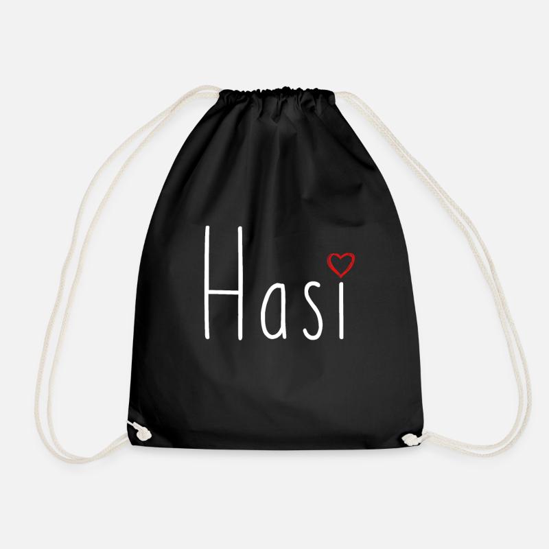 Hasi Herz Kaninchen Hasen Design Häschen Spruch - Turnbeutel - Schwarz