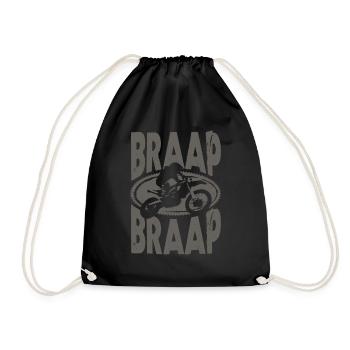Braap Braap Motorcycle Motocross Biker - Drawstring Bag - black - Front