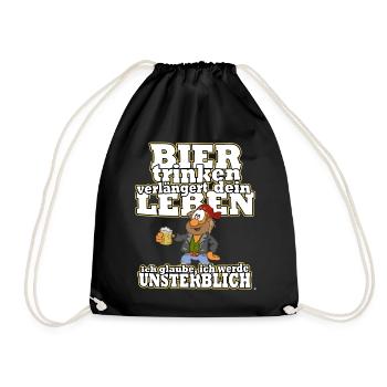 Bier trinken verlängert dein Leben! - Turnbeutel - Schwarz - Vorne