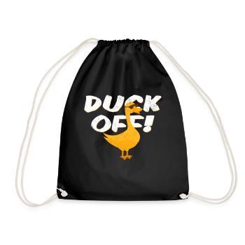 Duck Off! Cool Ente Wortspiel Enten Fan Geschenk - Turnbeutel - Schwarz - Vorne