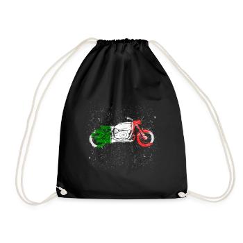 Italy flag classic motorcycle biker gift - Drawstring Bag - black - Front