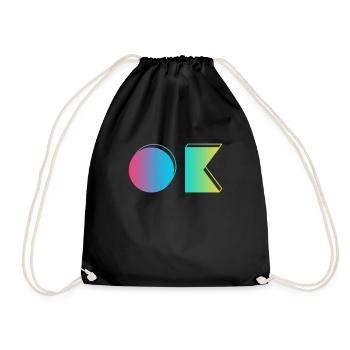 OK - Okay - 80s Style - Drawstring Bag - black - Front