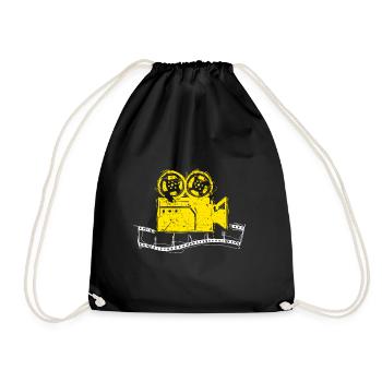 Gelbe Videokamera Symbol Filmen Geschenk - Turnbeutel - Schwarz - Vorne