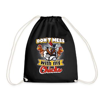 Chicken chicken farm fun - Drawstring Bag - black - Front