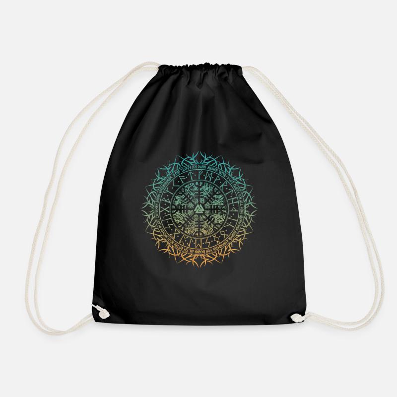 Wikinger Vegvisir mit Wikingergebet verlauf - Turnbeutel - Schwarz