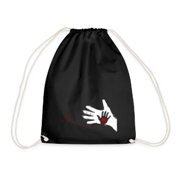 Vater und Kind Hände Herzschlag Geschenk - Turnbeutel - Schwarz - Vorne