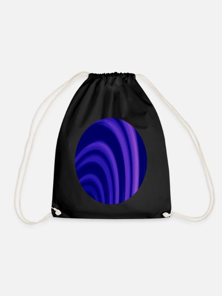 Fractal rings oval - Drawstring Bag - black
