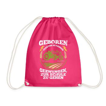Traktor Fahrzeug - Turnbeutel - Fuchsia - Vorne