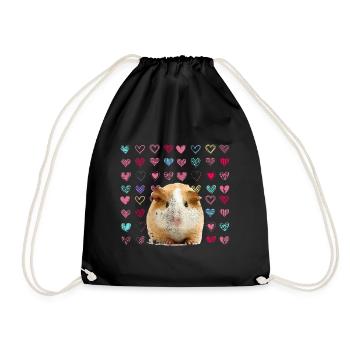 Meerschweinchen Tier Geschenk - Turnbeutel - Schwarz - Vorne