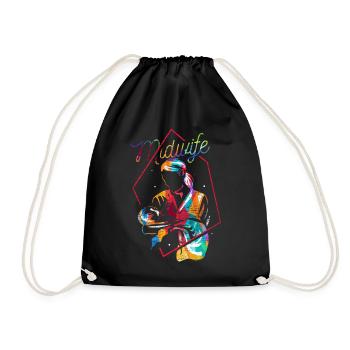 Cadeau sage-femme - Sac de sport léger - noir - Devant